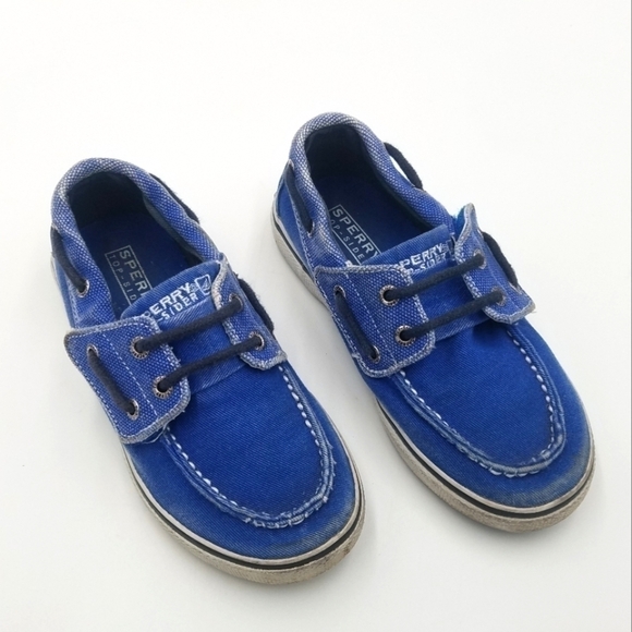 Sperry Halyard Jr. Blue Canvas Loafer Slip On Shoe 11.5T - Picture 1 of 7